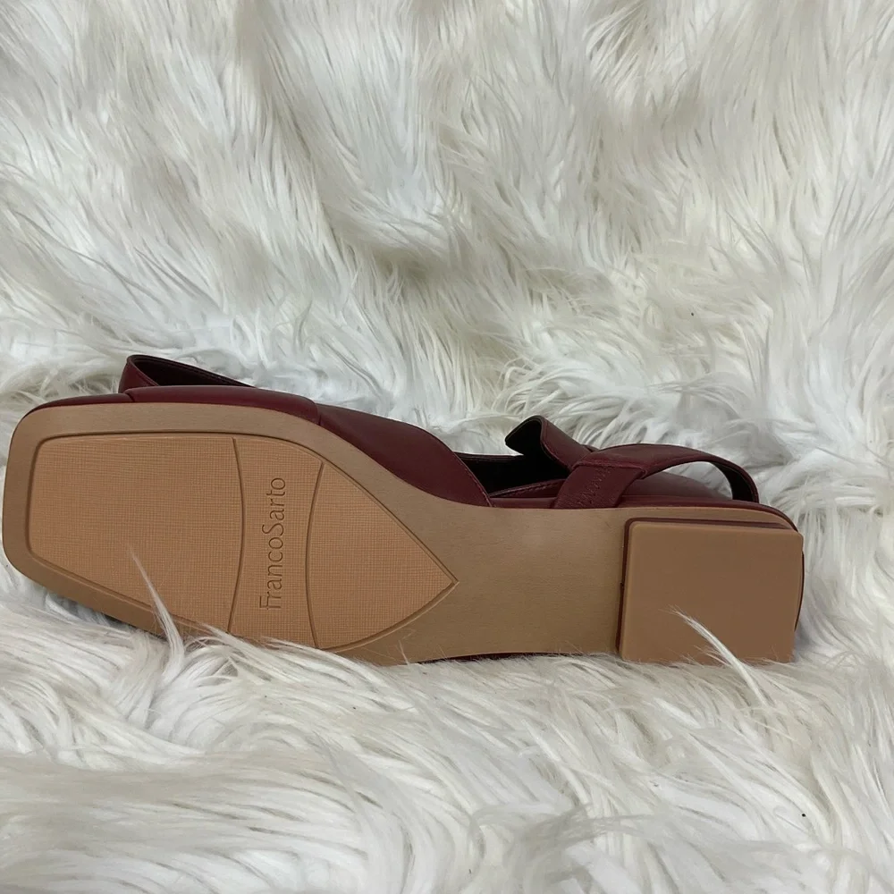 NEW Franco Sarto Women's Teagan Berry Red Leather Slingback Flats Size 9